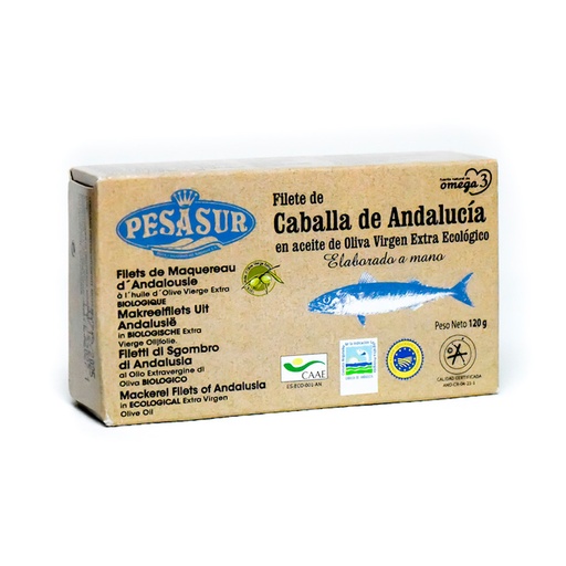 [PES2010] Filets de maquereau à l'huile d'olive BIO 10 x 120 gr