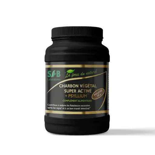 [DE3047-3] Charbon végétal nature super activé + psyllium 3 x 80g