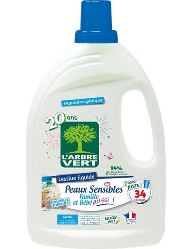 [AV400423] Lessive liquide peaux sensible 6 x 1,53 L - 34 lavages (new)