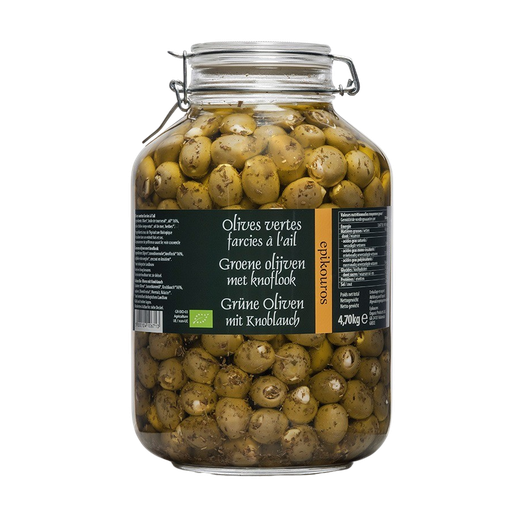 [EPI7040] Olives vertes farcies à l'ail BIO 4,7kg