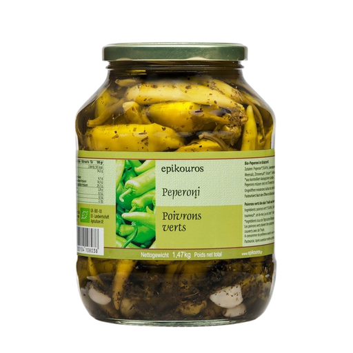 [EPI8120] Piments verts doux marinés à l'huile aux herbes BIO 1,47kg