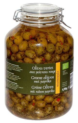 [EPI7050] Olives vertes farcies aux poivrons rouges BIO 4,7kg